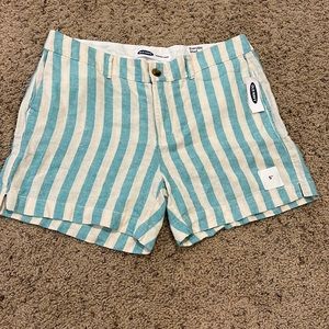 New Women’s Old Navy Teal and Cream Striped Shorts